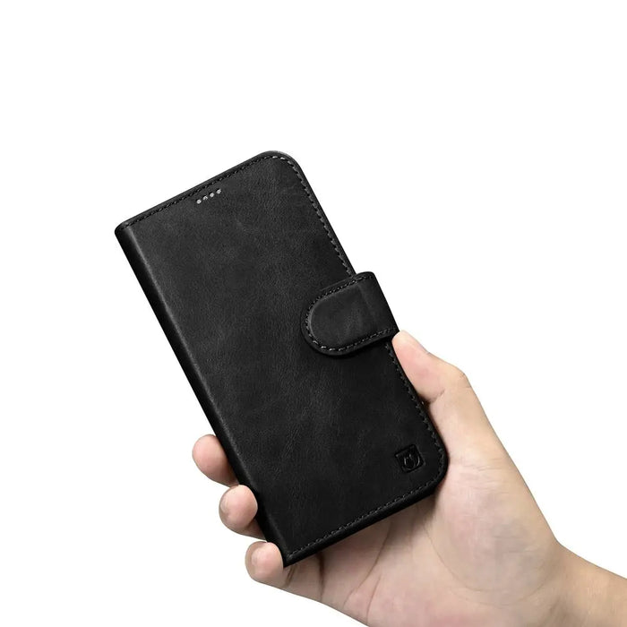 iCarer Oil Wax Wallet Case 2in1 Cover iPhone 14 Pro Leather Flip Cover Anti-RFID black (WMI14220722-BK) - Cell phone