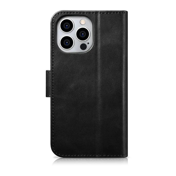 iCarer Oil Wax Wallet Case 2in1 Cover iPhone 14 Pro Leather Flip Cover Anti-RFID black (WMI14220722-BK) - Cell phone