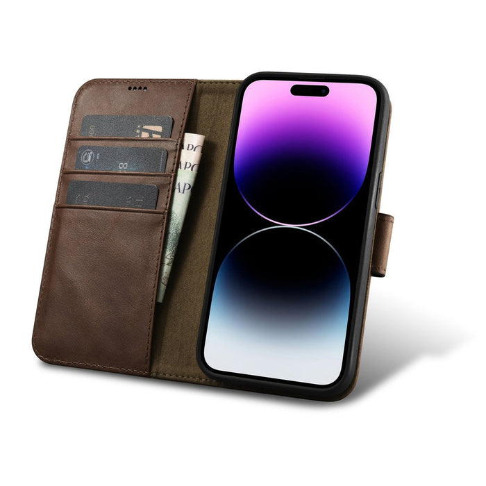 iCarer Oil Wax Wallet Case 2in1 Cover iPhone 14 Pro Max Leather Flip Cover Anti-RFID brown (WMI14220724-BN) - Cell