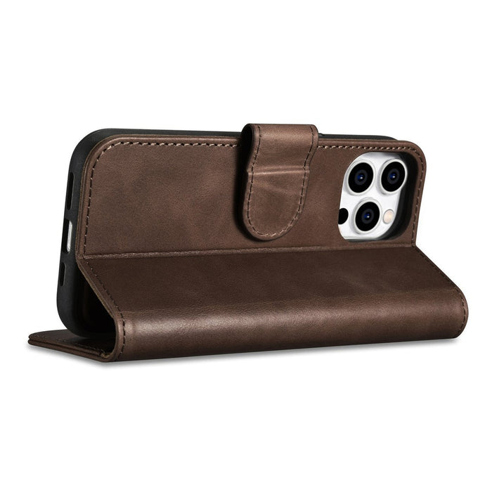 iCarer Oil Wax Wallet Case 2in1 Cover iPhone 14 Pro Max Leather Flip Cover Anti-RFID brown (WMI14220724-BN) - Cell