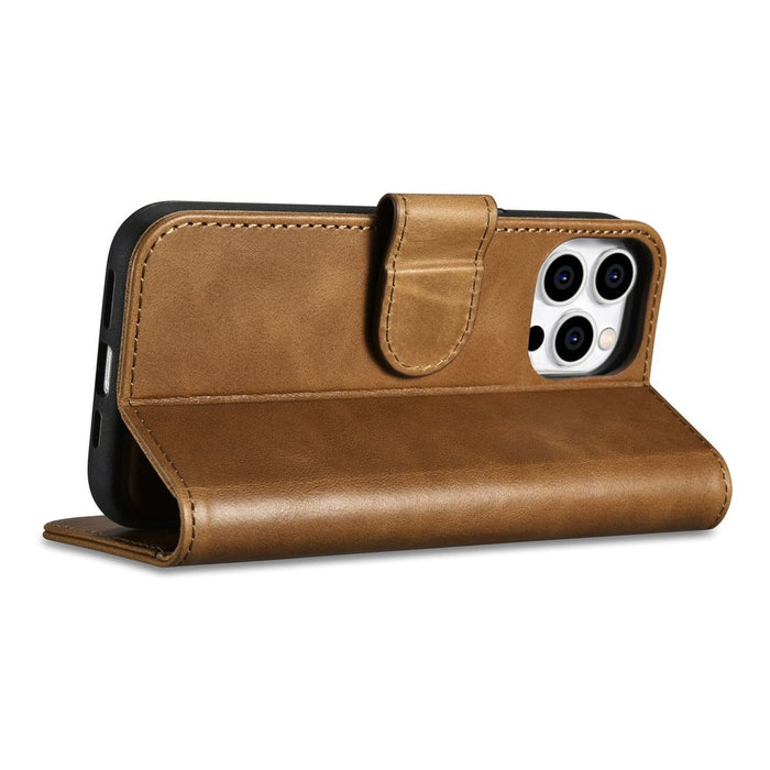iCarer Oil Wax Wallet Case 2in1 Cover iPhone 14 Pro Max Leather Flip Cover Anti-RFID brown (WMI14220724-TN) - Cell