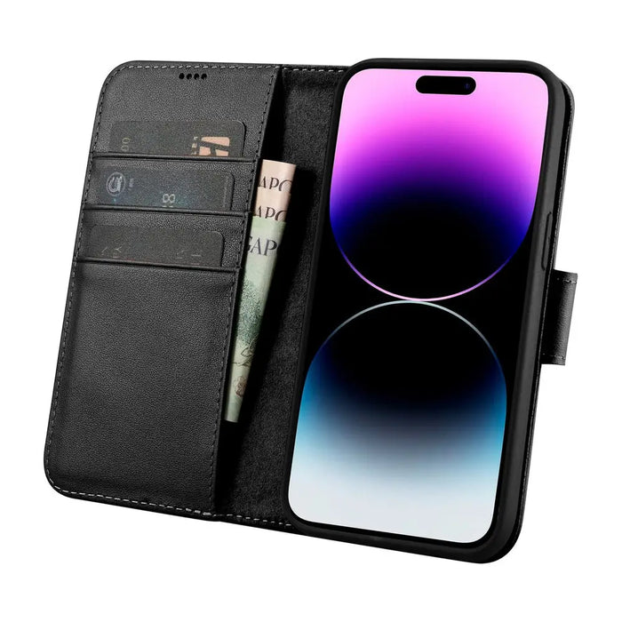 iCarer Wallet Case 2in1 Cover iPhone 14 Pro Leather Flip Cover Anti-RFID black (WMI14220726-BK) - Cell phone cases