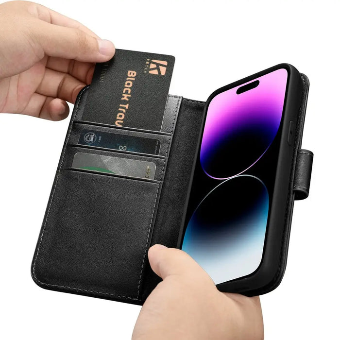 iCarer Wallet Case 2in1 Cover iPhone 14 Pro Leather Flip Cover Anti-RFID black (WMI14220726-BK) - Cell phone cases