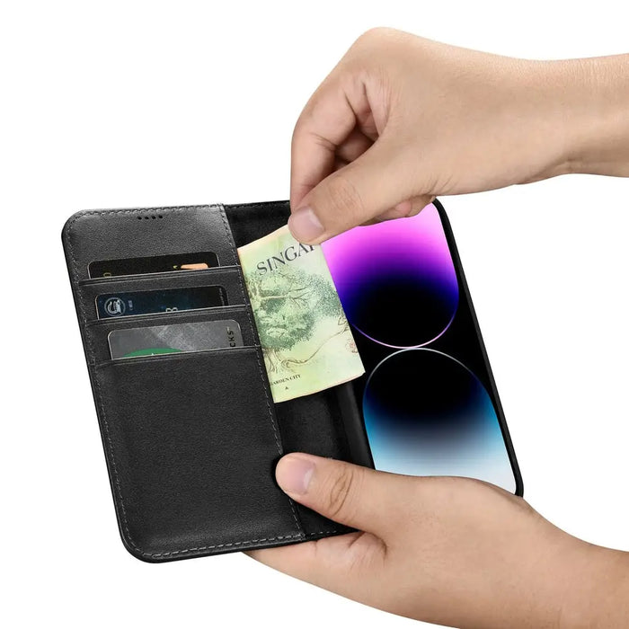iCarer Wallet Case 2in1 Cover iPhone 14 Pro Leather Flip Cover Anti-RFID black (WMI14220726-BK) - Cell phone cases