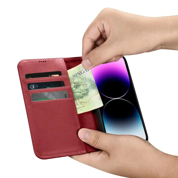 iCarer Wallet Case 2in1 iPhone 14 Pro Leather Flip Case Anti-RFID red (WMI14220726-RD) - Cell phone cases