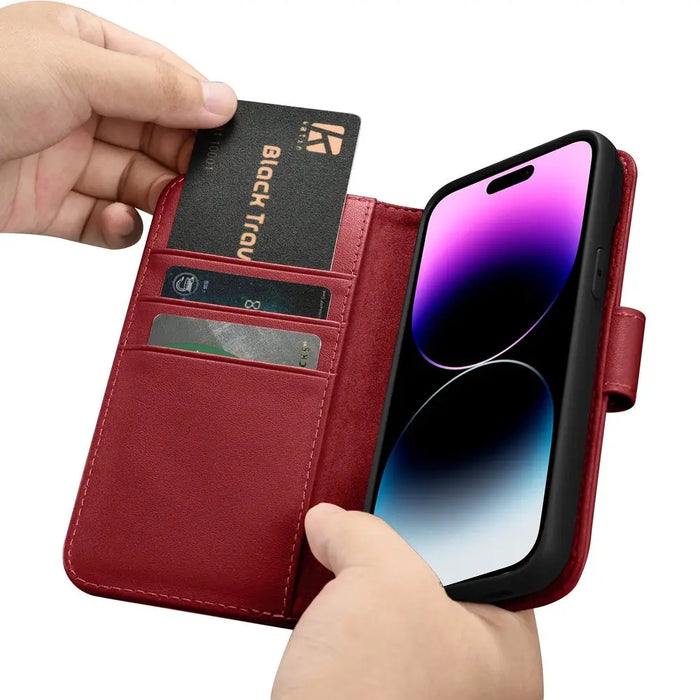 iCarer Wallet Case 2in1 iPhone 14 Pro Leather Flip Case Anti-RFID red (WMI14220726-RD) - Cell phone cases