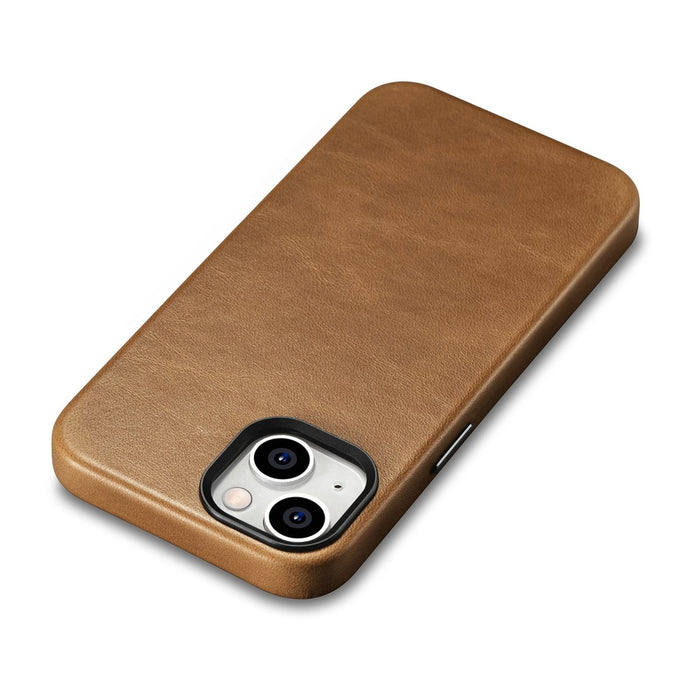 iCarer Oil Wax Premium Leather Case iPhone 14 Plus Magnetic Leather Case with MagSafe Brown (WMI14220703-TN)