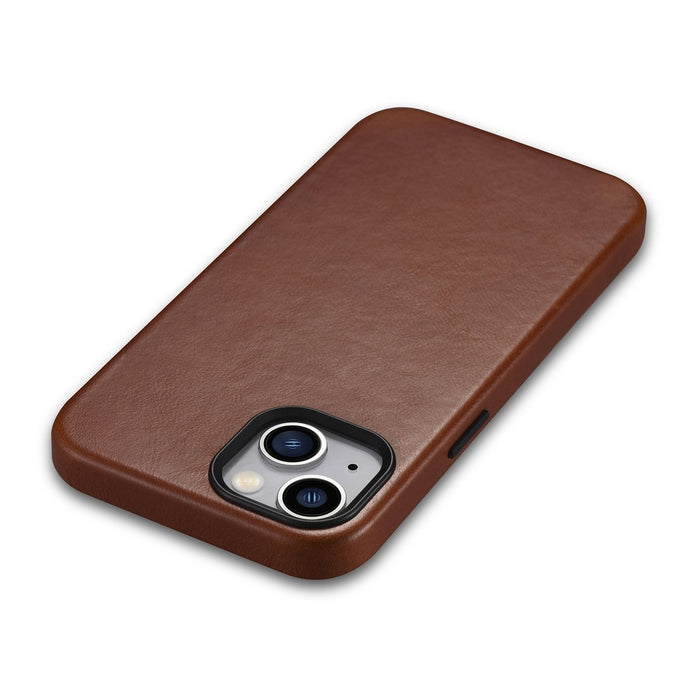 iCarer Oil Wax Premium Leather Case iPhone 14 Plus Magnetic Leather Case with MagSafe Brown (WMI14220703-RB)