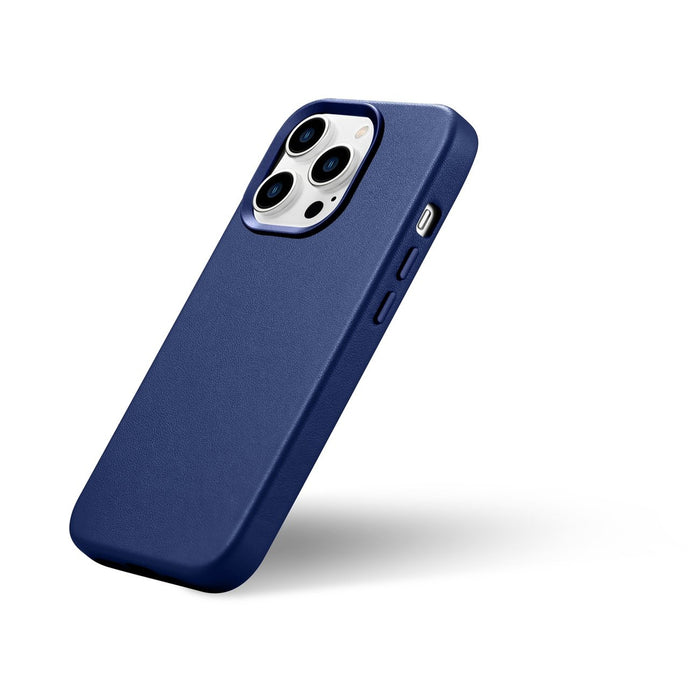 iCarer Case Leather Cover Genuine Leather Case for iPhone 14 Pro Max blue (WMI14220708-BU) (MagSafe compatible)