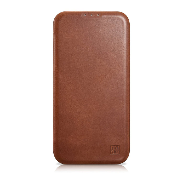 iCarer CE Oil Wax Premium Leather Folio Case iPhone 14 Plus magnetic flip case MagSafe brown (AKI14220707-BN)