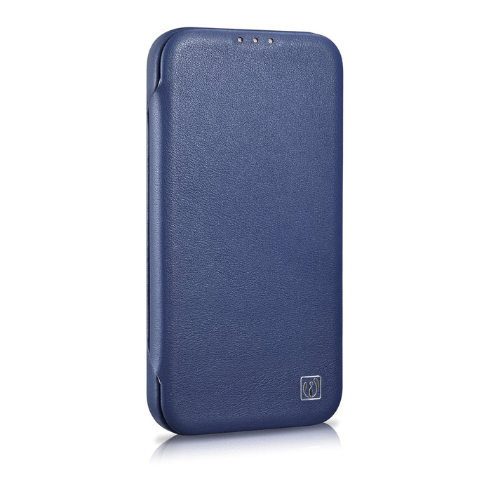 iCarer CE Premium Leather Folio Case iPhone 14 Pro Magnetic Flip Leather Folio Case MagSafe Blue (WMI14220714-BU)