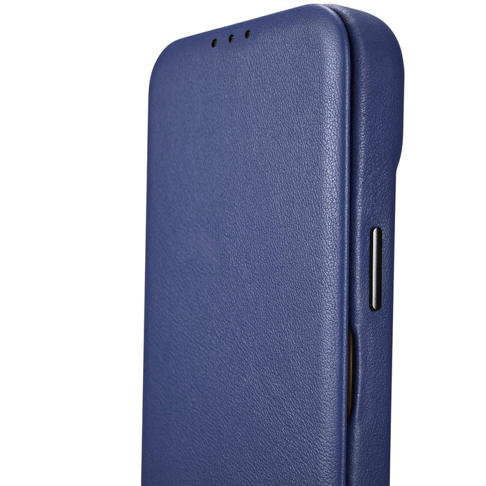iCarer CE Premium Leather Folio Case iPhone 14 Pro Magnetic Flip Leather Folio Case MagSafe Blue (WMI14220714-BU)