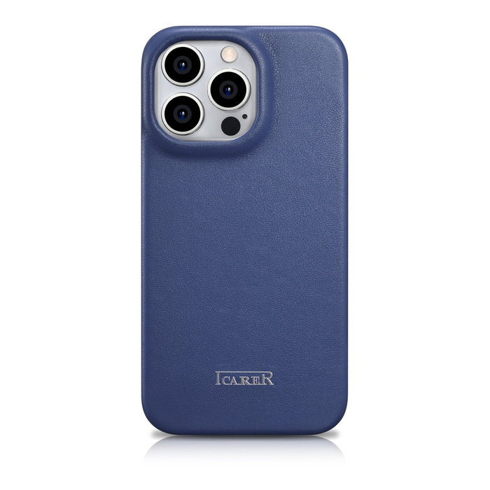 iCarer CE Premium Leather Folio Case iPhone 14 Pro Magnetic Flip Leather Folio Case MagSafe Blue (WMI14220714-BU)