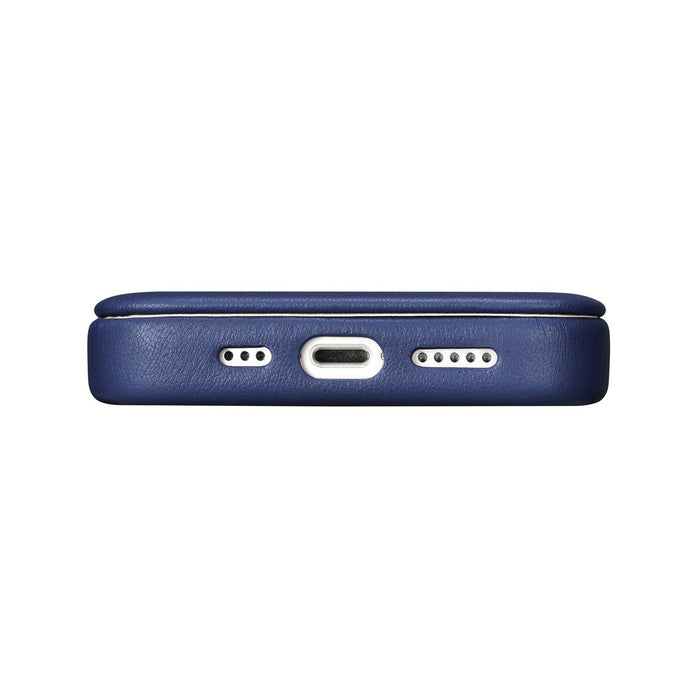 iCarer CE Premium Leather Folio Case iPhone 14 Plus Magnetic Flip Leather Folio Case MagSafe Blue (WMI14220715-BU)