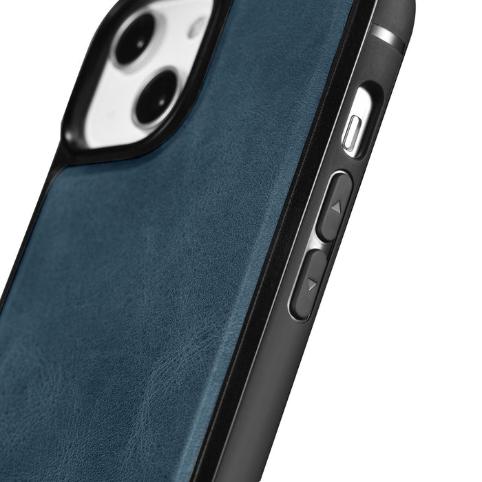 iCarer Leather Oil Wax case covered with natural leather for iPhone 14 blue (WMI14220717-BU)