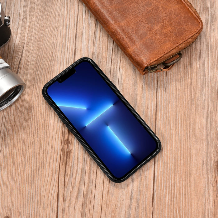 iCarer Leather Oil Wax case covered with natural leather for iPhone 14 Plus brown (WMI14220719-TN)