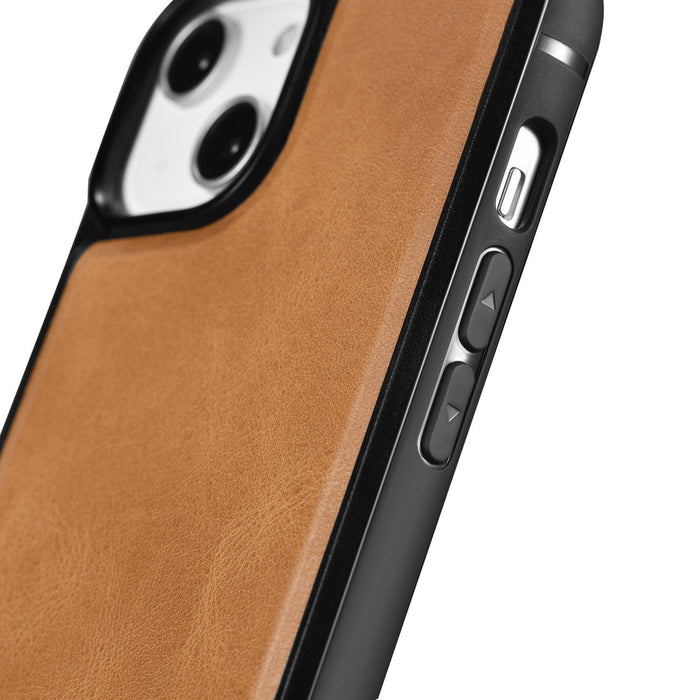 iCarer Leather Oil Wax case covered with natural leather for iPhone 14 Plus brown (WMI14220719-TN)