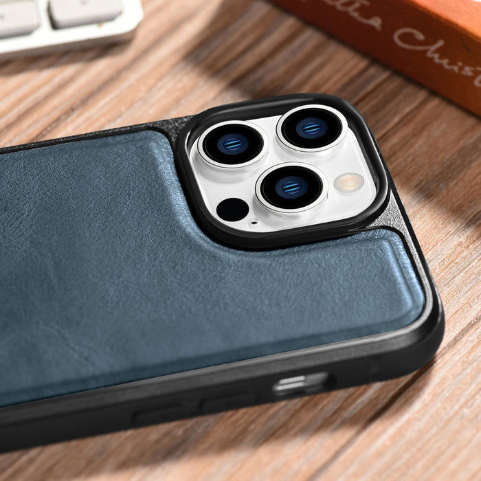 iCarer Leather Oil Wax case for iPhone 14 Pro Max leather case blue (WMI14220720-BU)