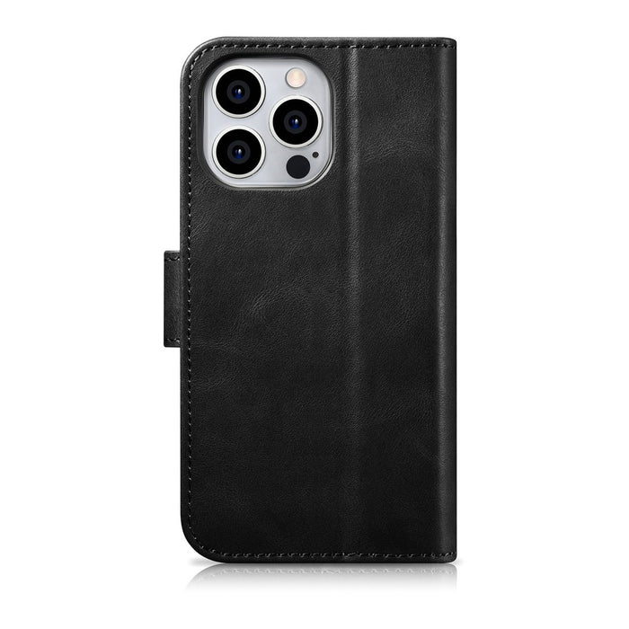 iCarer Oil Wax Wallet Case 2in1 Cover iPhone 14 Pro Leather Flip Cover Anti-RFID black (WMI14220722-BK)