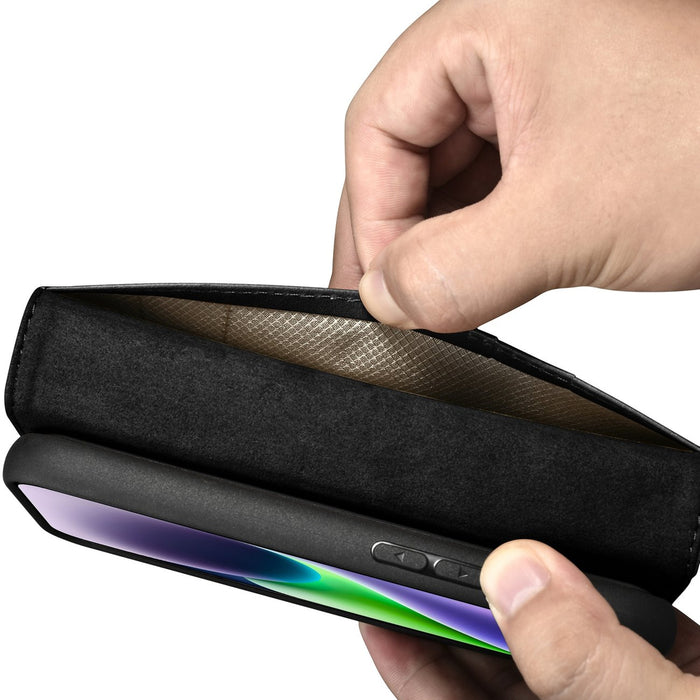 iCarer Oil Wax Wallet Case 2in1 Cover iPhone 14 Plus Anti-RFID Leather Flip Case Black (WMI14220723-BK)