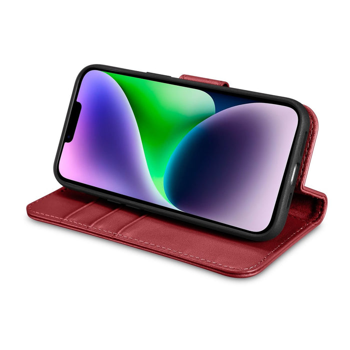 iCarer Wallet Case 2in1 Cover iPhone 14 Plus Anti-RFID Leather Flip Cover Red (WMI14220727-RD)