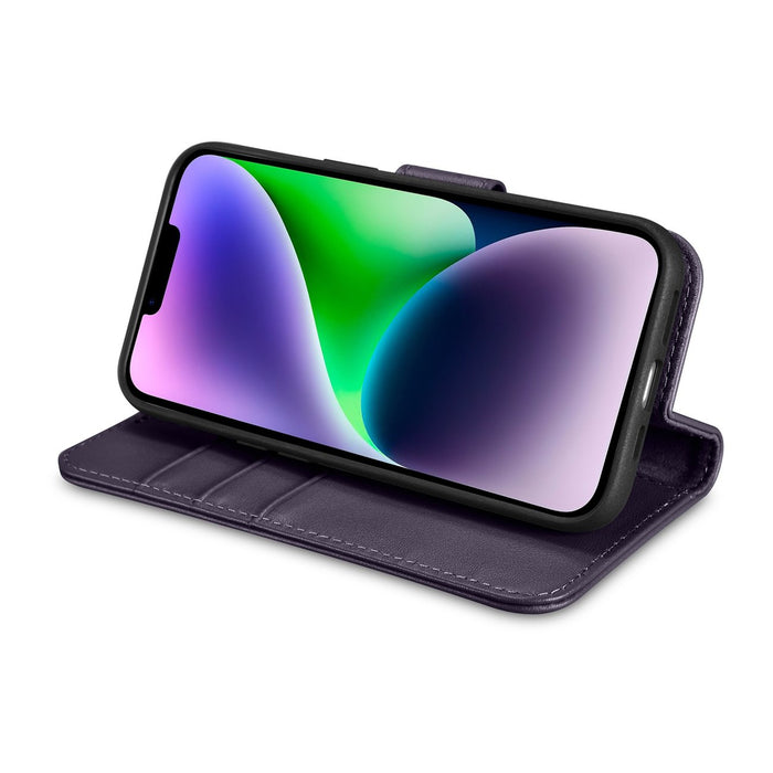 iCarer Wallet Case 2in1 Cover iPhone 14 Plus Anti-RFID Leather Flip Case Dark Purple (WMI14220727-DP)