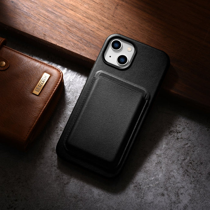 iCarer Case Leather cover for iPhone 14 Plus genuine leather case black (compatible with MagSafe)