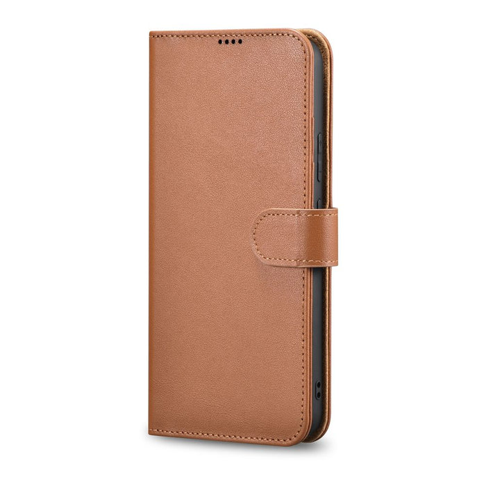 iCarer Haitang Leather Wallet Case Leather Case for Samsung Galaxy S22 + (S22 Plus) Wallet Housing Cover Brown (AKSM05BN)