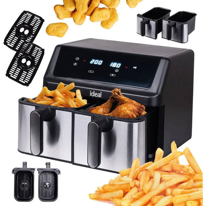 IDEAL Fat-free fryer double horizontal 9L 8 functions - including food drying - FryersAGD-FRY<<<Home Appliance