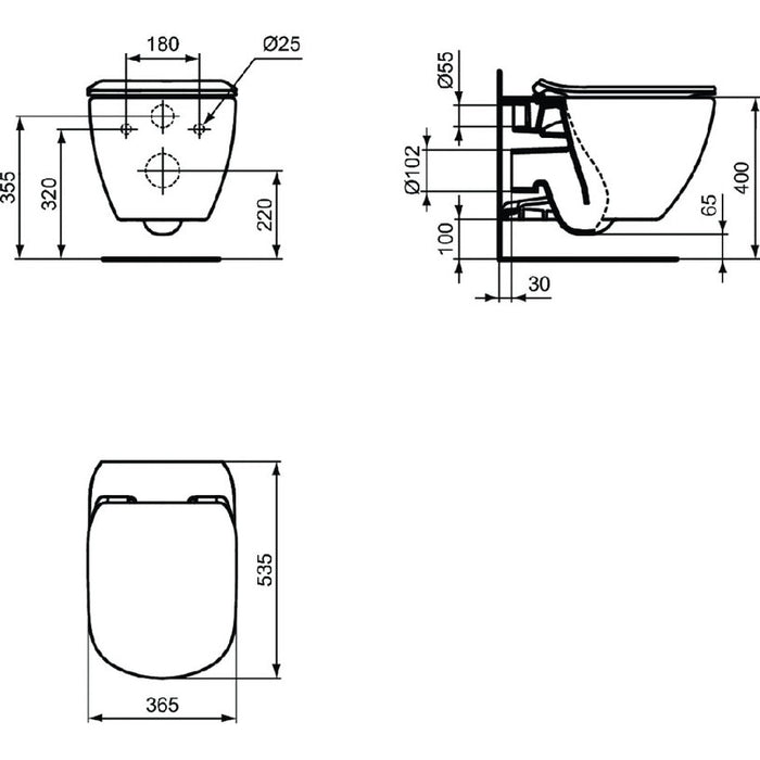 HANGING TOILET AQUABLADE IDEALSTANDARD TESI