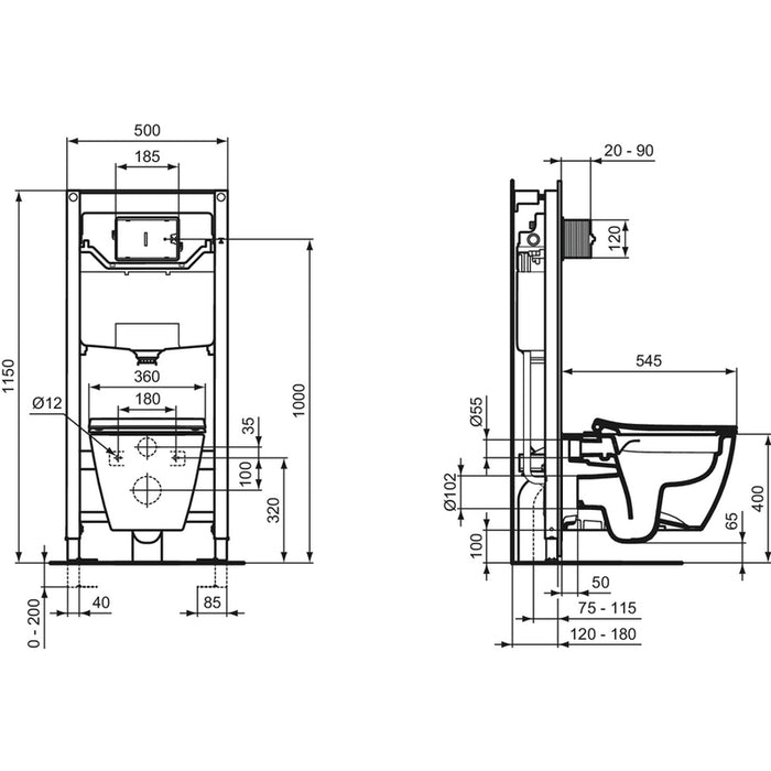 SET OF BUILT-IN STRUCTURE WITH BIDET IDEALSTANDARD I.LIFE B