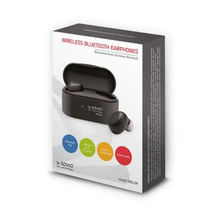 In-ear Bluetooth Headphones Savio TWS-04 Black Graphite - Безжични слушалки<<<Електроника Звук<<<Компютри|