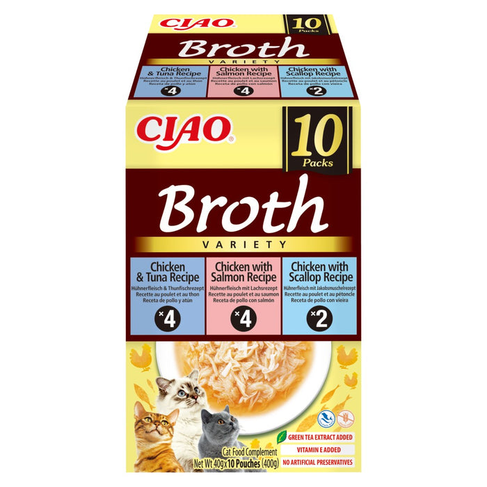 INABA Ciao Broth with chicken, salmon, tuna and scallop - cat treats - 10x40g