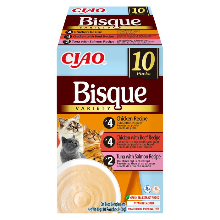 INABA Ciao Bisque Creamy soup with chicken, beef and fish - cat treats - 10x40g