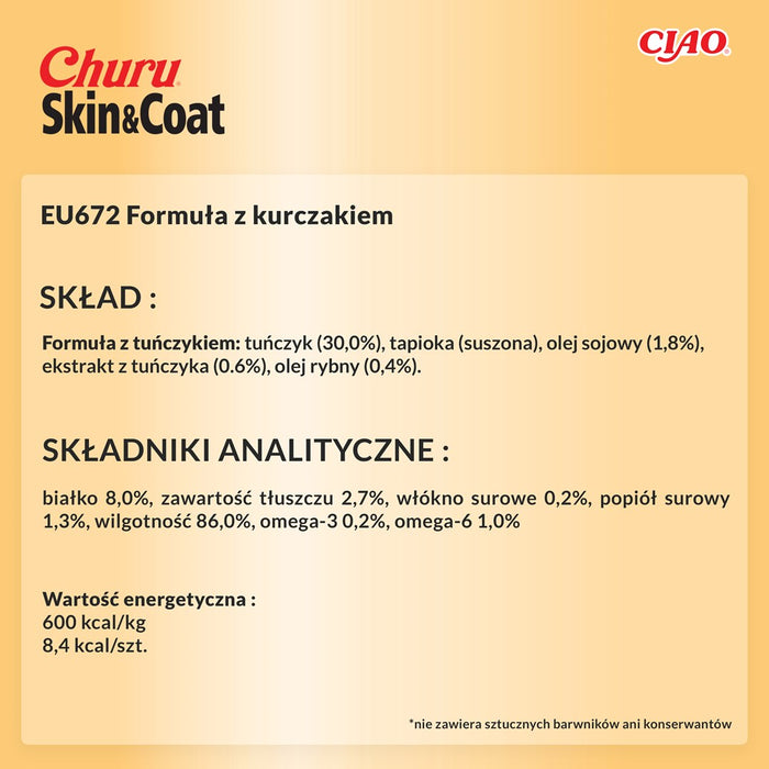 INABA Churu Skin&Coat Chicken recipe - cat treats - 4x14 g