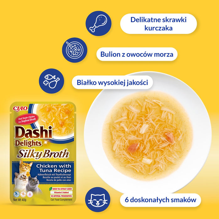 INABA CAT Dashi Delights Silky Broth Chicken with Tuna & Scallop - cat treat - 40g