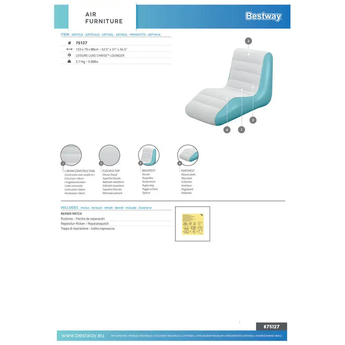 INFLATABLE ARMCHAIR 133X79X88CM BESTWAY 75127 - Надуваеми фотьойли<<<Басейни плажни артикули и