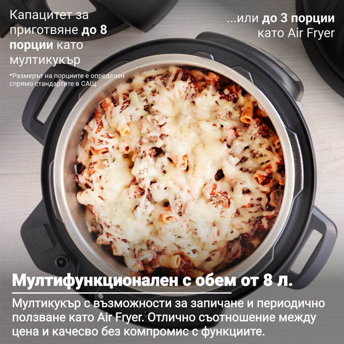 COMBINED MULTICOOKER INSTANT POT DUO CRISP + AIR FRYER 8L, HERMETIC, 2 LID TIMER, COMBINED
