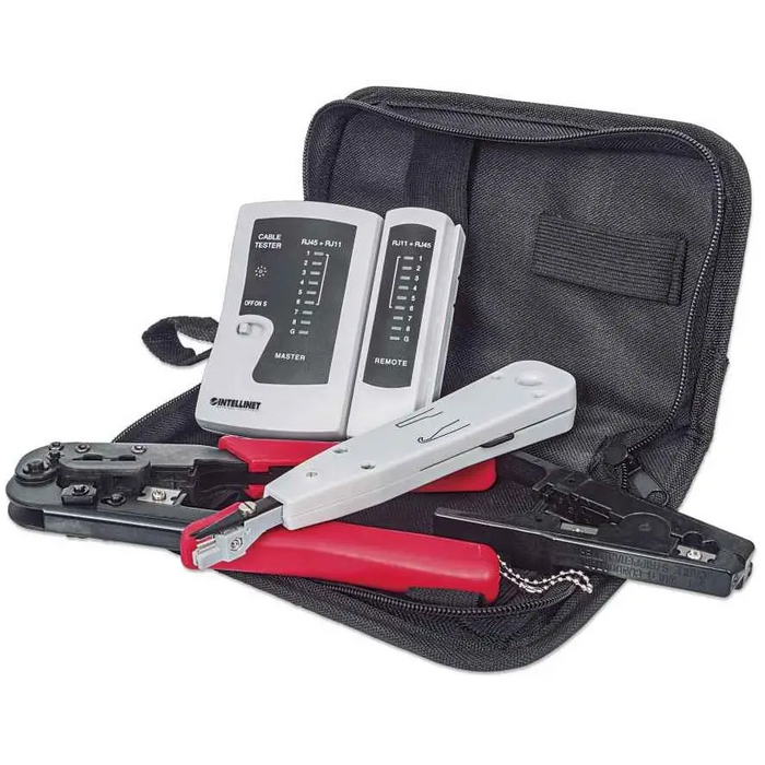 Intellinet 4-Piece Network Tool Kit 4 Tool Network Kit Composed of LAN Tester LSA punch down tool Crimping Tool and Cut