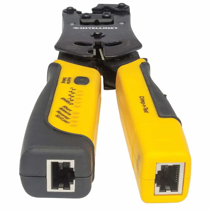 Intellinet Universal Modular Plug Crimping Tool and Cable Tester 2-in-1 Crimper and Cable Tester: Cuts Strips