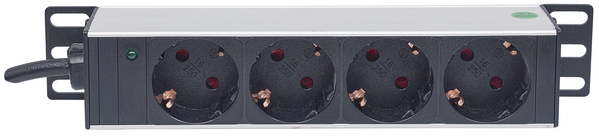 Intellinet 10" 1U Rackmount 4-Output Power Distribution Unit (PDU) EU CEE 7/3 Outlets, With Power Indicator, No Surge Protection, Built-in 1.8m Power Cord with EU CEE 7/4 Plug