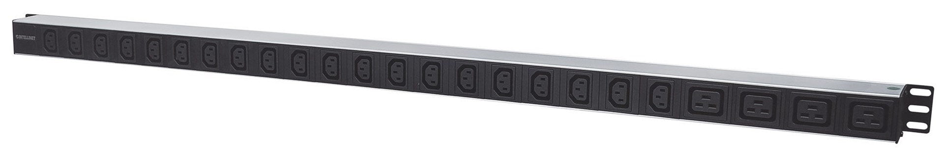 Intellinet Vertical Rackmount 24-Output Power Distribution Unit (PDU), 20 x C13 & 4 x Output C19, Removable Power Cable, Rear C20 Input