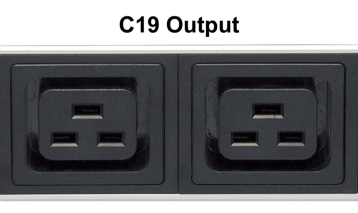 Intellinet Vertical Rackmount 24-Output Power Distribution Unit (PDU), 20 x C13 & 4 x Output C19, Removable Power Cable, Rear C20 Input