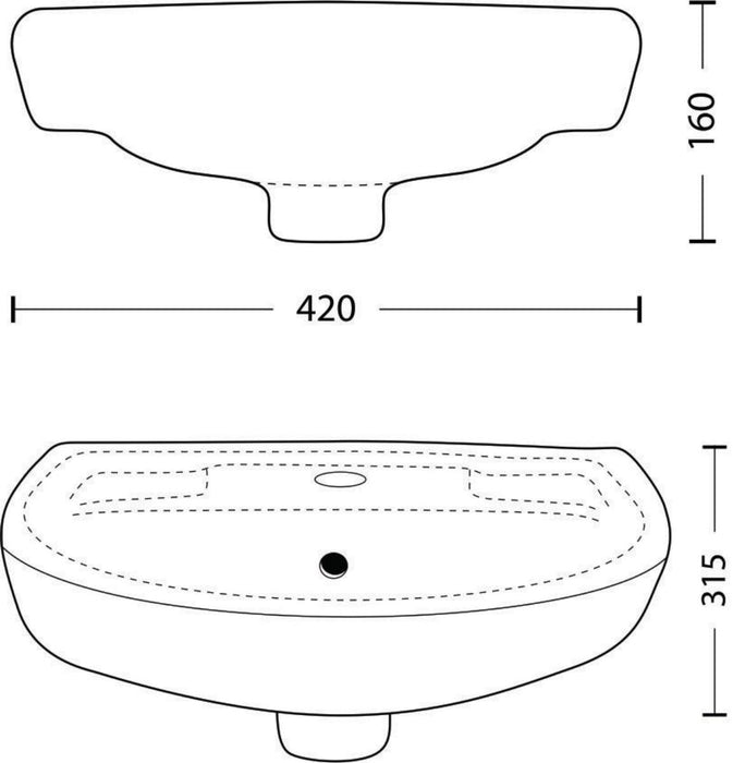 PORCELAIN WASHBASIN DENISE 40x30x14 CM