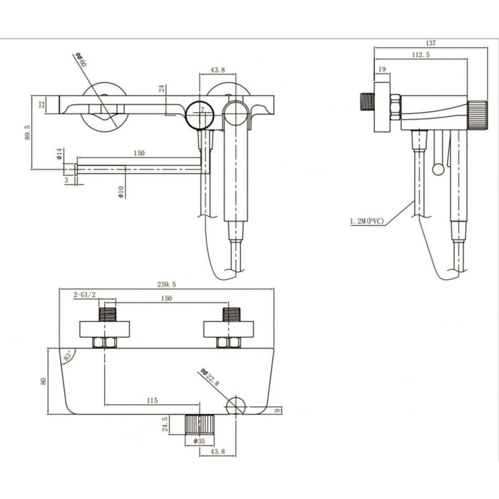 BUILT-IN MIXER FOR BIDET NERO IC