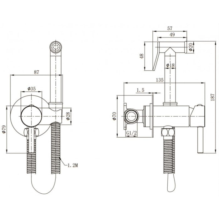 BUILT-IN HYGIENIC SHOWER FOR BIDET NERO