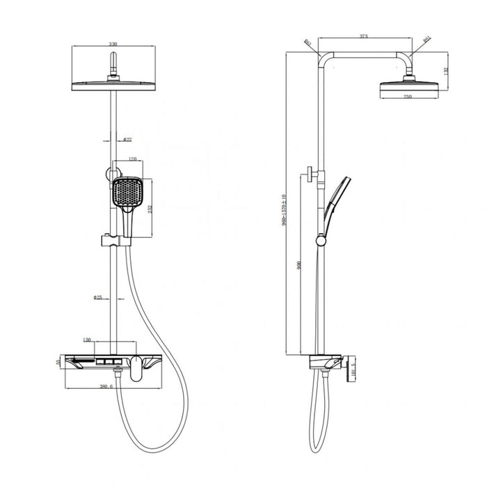 SHOWER SYSTEM WITH MIXER ATTILLA IC