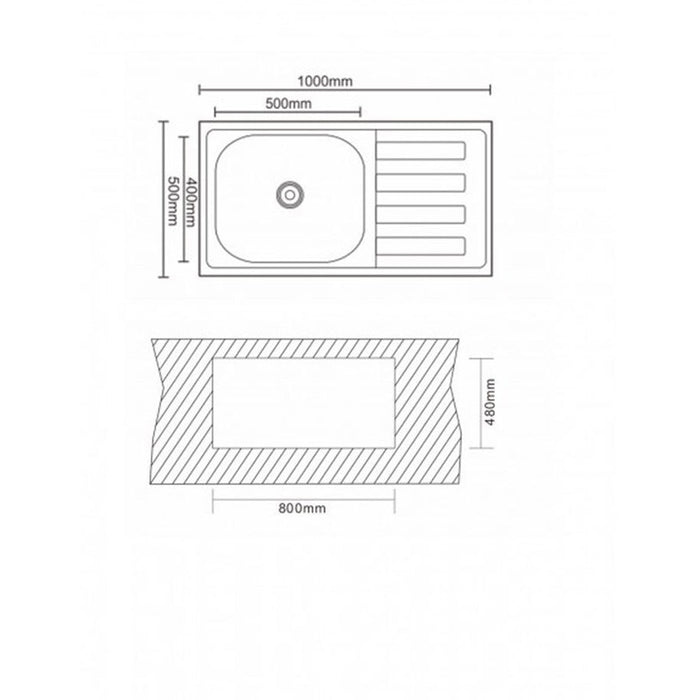 KITCHEN SINK INTER CERAMIC 10050L TEMPICO LEFT 100X50X24