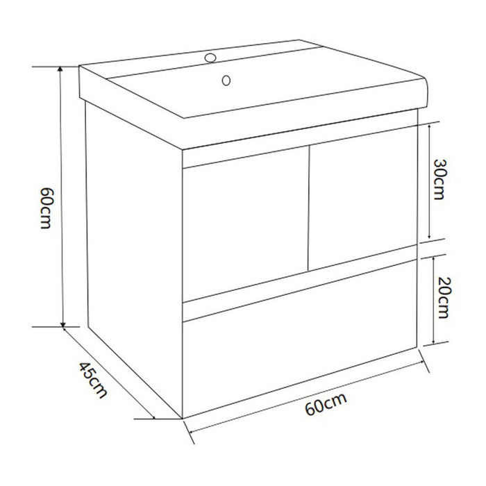 BATHROOM CABINET WITH WASHBASIN INTER CERAMIC LORIS 6060