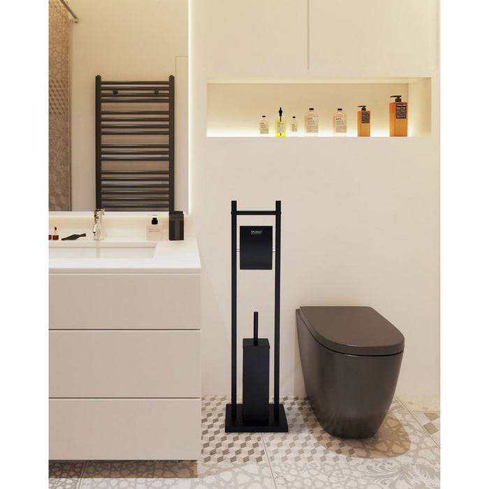 TOILET RACK. PAPER AND BRUSH BLACK MAT INTER CERAMIC